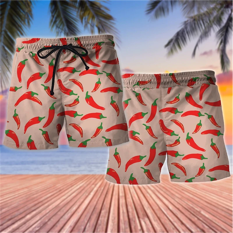 Fresh Fruits 3D Printed Beach Shorts Summer Casual Holiday Vacation Men Women Short Pants Loose Breathable Quick Dry Swim Trunks