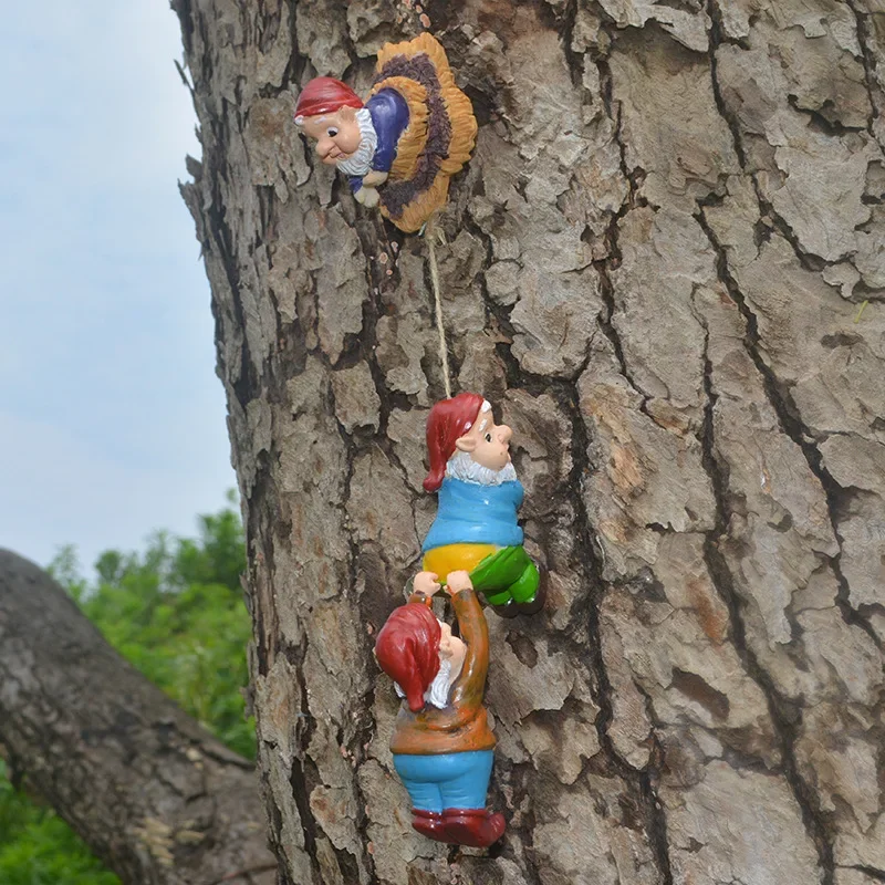 Escultura de resina de Gnomo gateo, figuritas de paisaje de patio, decoración de árbol de jardín, estudio, decoración de sala de estar, estatua