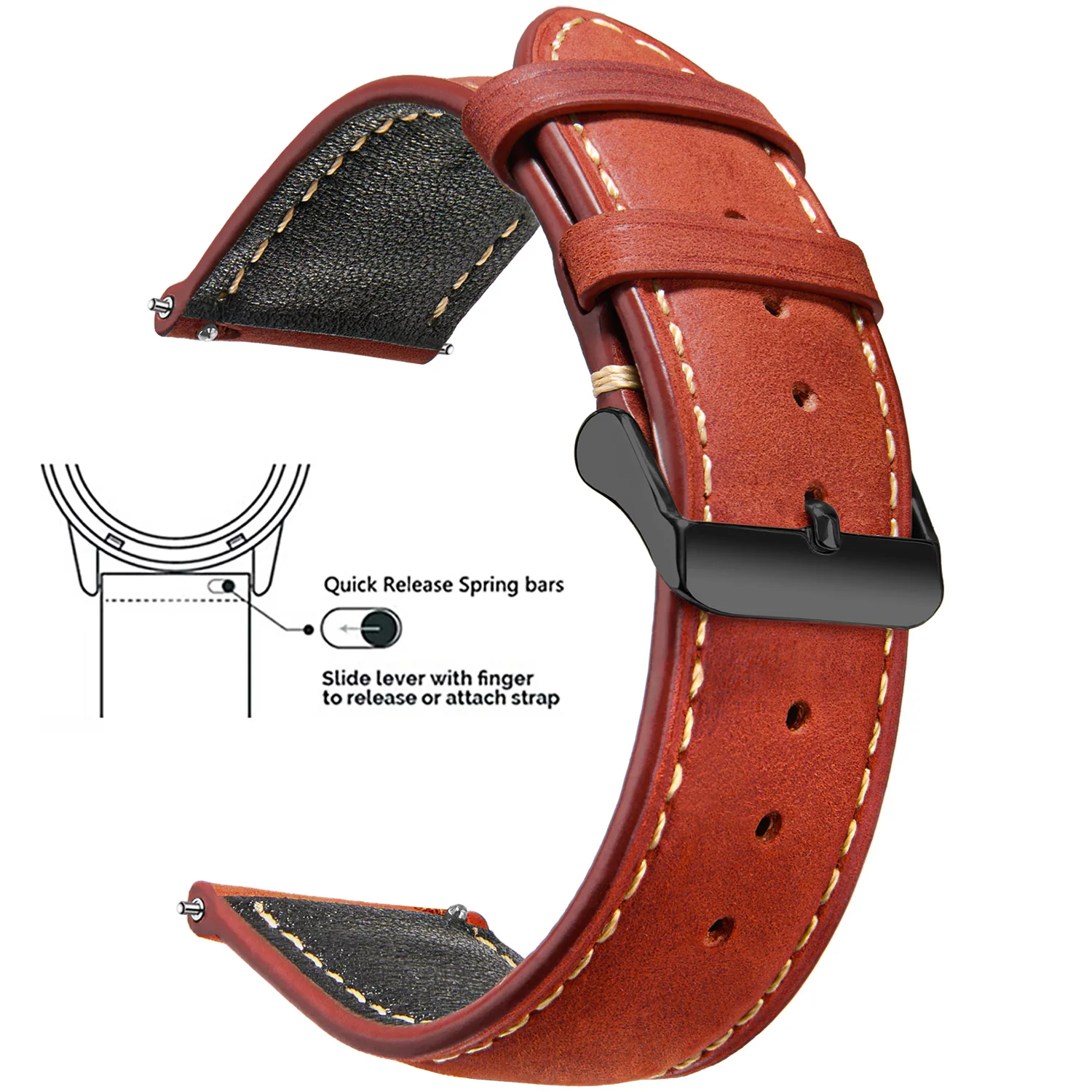 Wachs Vintage Schnellverschluss 14mm 16mm 18mm 20mm 22mm 24mm Echtleder Uhrenarmbänder für Männer Frauen Top Grain Leder Uhrenarmband