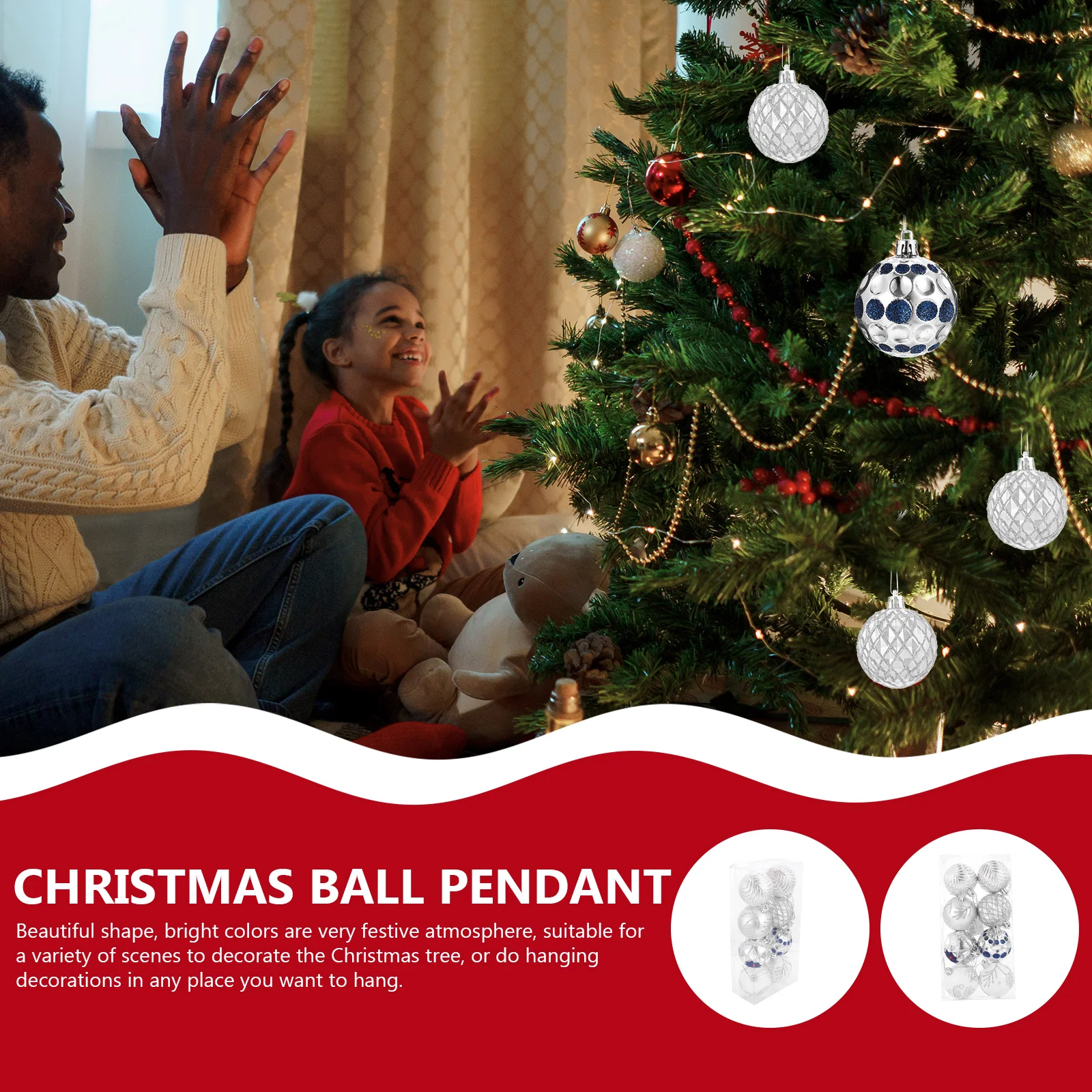 

8 Pcs Christmas Ball Decorations Ornament Tree Ornaments Balls Xmas Hanging Adornment Plastic