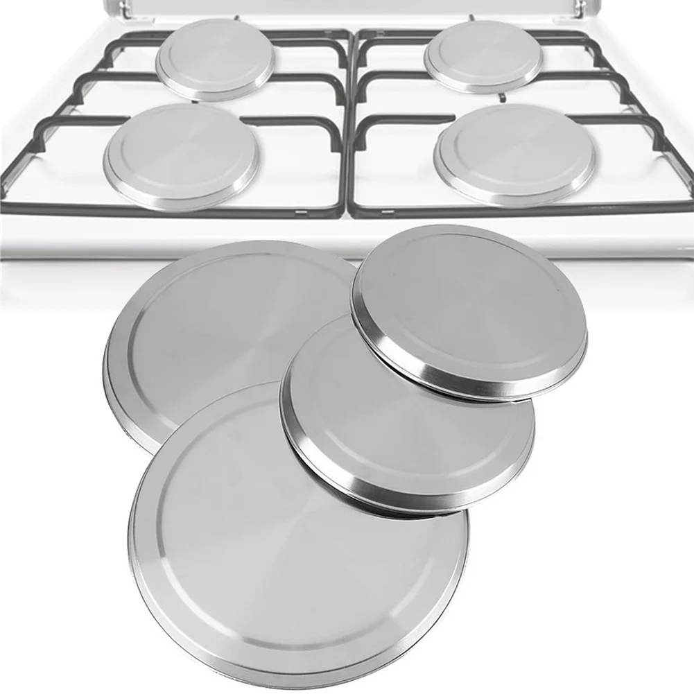 Stove Lid Set 4 Pieces Constructed from 0.35mm Thick 410 Stainless Steel for Reliable Burner Coverage on Residential Cooktops