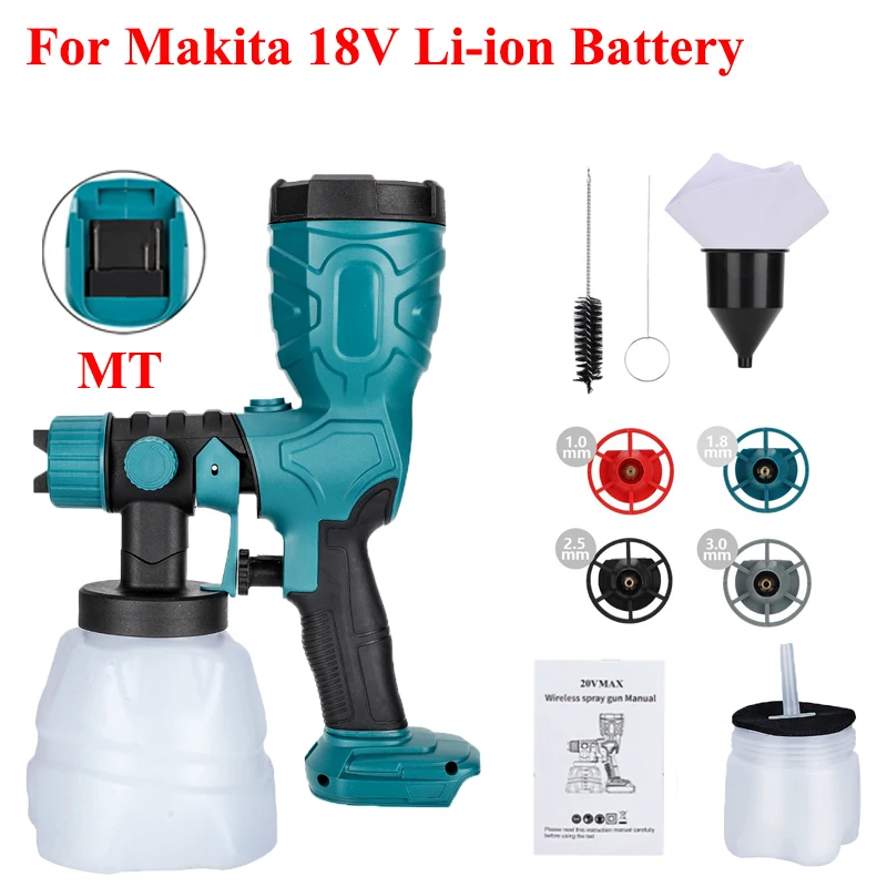 

Cordless Electric Spray Gun High-Speed Paint Spray Gun for Makita/Milwaukee/DeWalt/Bosch/Ryobi 18/20V Lithium Batteries for DIY
