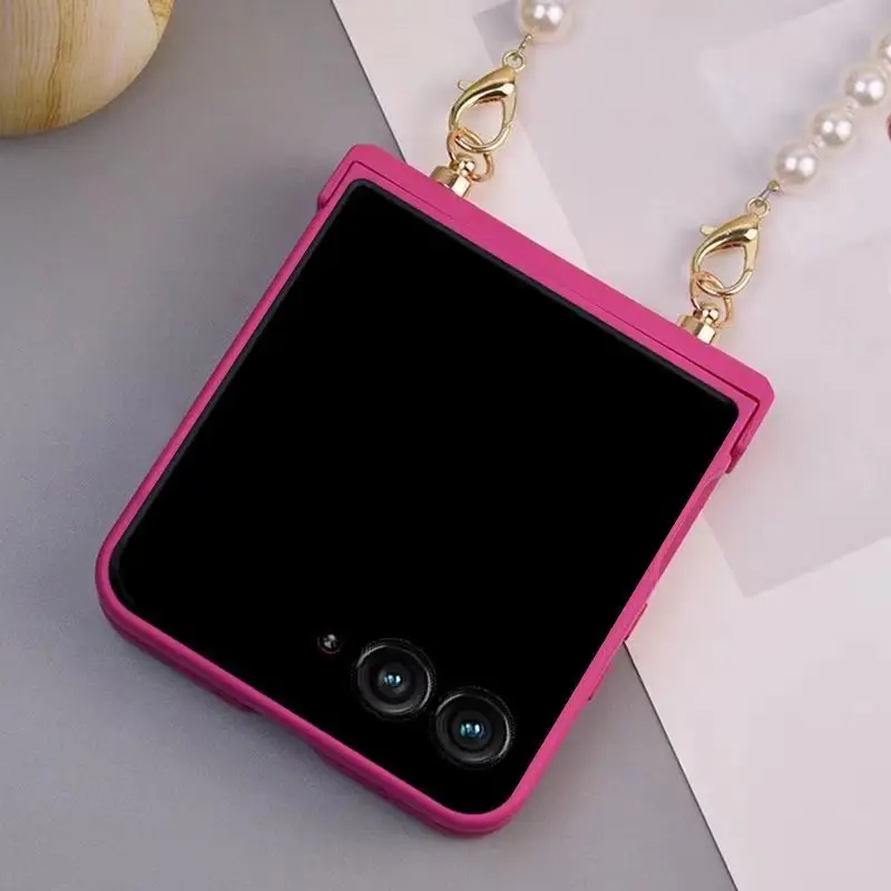 

Роскошный чехол для телефона с ремешком через плечо розово-красный кожаный чехол с цепочкой для Motorola Razr 50 50 Ultra Razr 2024 защитный чехол Funda