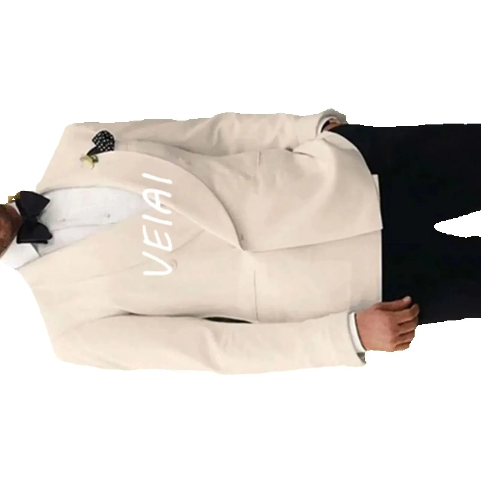 

Белый двубортный свадебный смокинг по индивидуальному заказу для жениха с шалью и лацканами, комплект из 2 предметов, приталенный мужской костюм, куртка с черными брюками