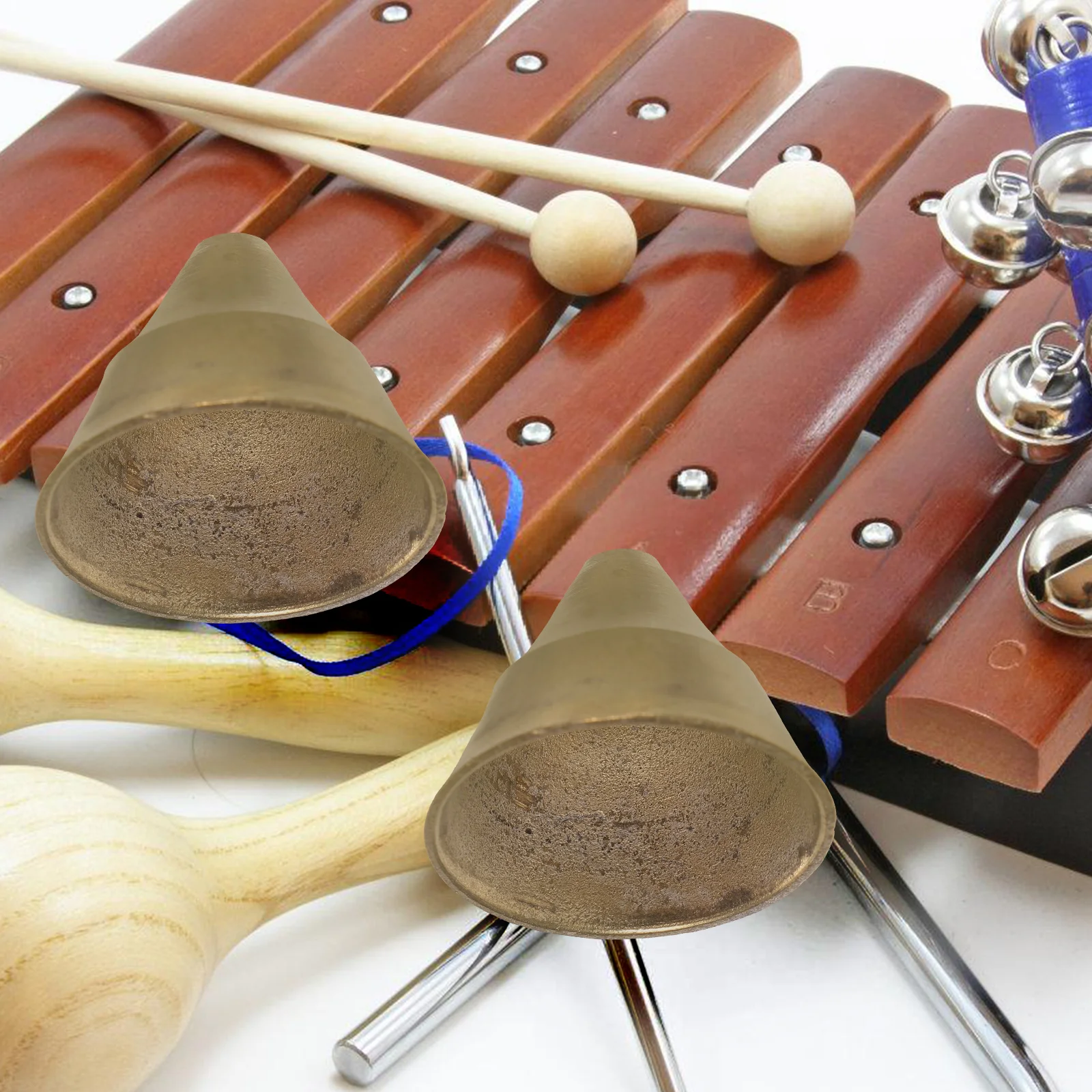 

2Pcs Copper Bell Traditional Vintage Ethnic Style Percussion Instrument Large Meditation Yoga Bell Instrument Meditation Cymbals