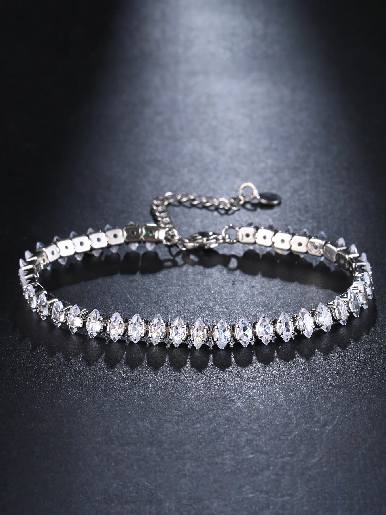 Emmaya  New Marquise Oval Square Cut Luxury Silver Color on Hand Tennis Bracelet Bangle for Women Party Gift Jewelry