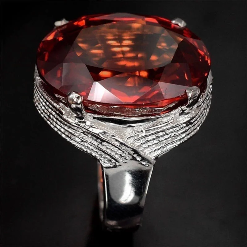 

Fashion Gorgeous Sparkling Blood Red Color Crystal Ring Women's Luxury Wedding Party Ring Romantic Valentine's Day Gift