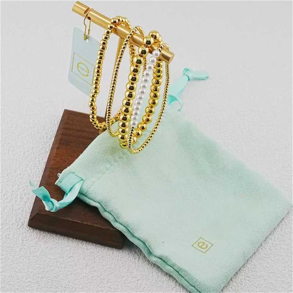 YEEVAA Everyday Bead&Pearl Stack of 4 Bracelet, Fashion Jewelry Gift for Women Daily Layering