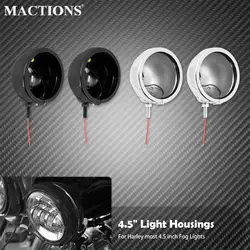 Motorcycle 4.5'' LED Fog Light Outer Housing Cover Lamp Bulb Bracket For Harley Touring Softail Street Road Glide CVO Fat Boy FL