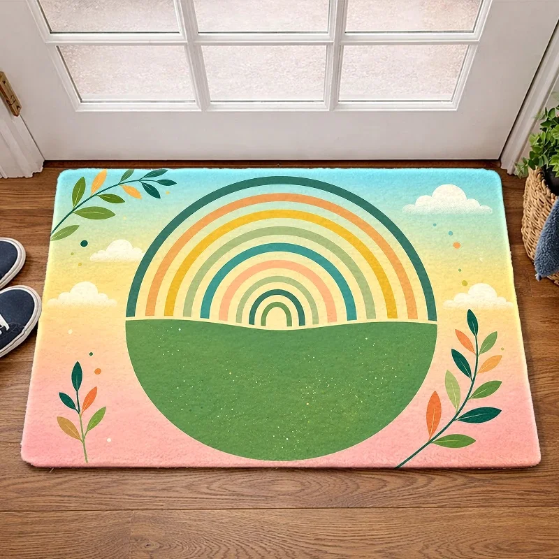 Red Yellow Green Fruit Print Anti Skid Welcome Mat Entryway Carpet Durable Waterproof Design Rustic Charm
