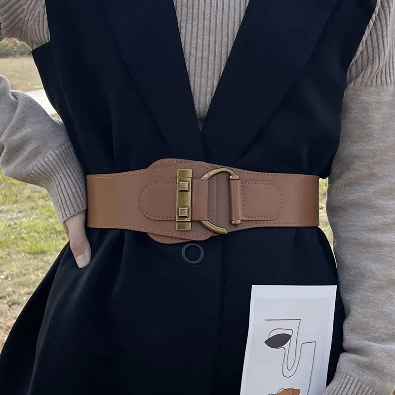 Stilvoller und minimalistischer elastischer Taillengürtel für Damen mit dekorativem breitem Gürtel – vielseitiger elastischer Gürtel für eng anliegende Kleider