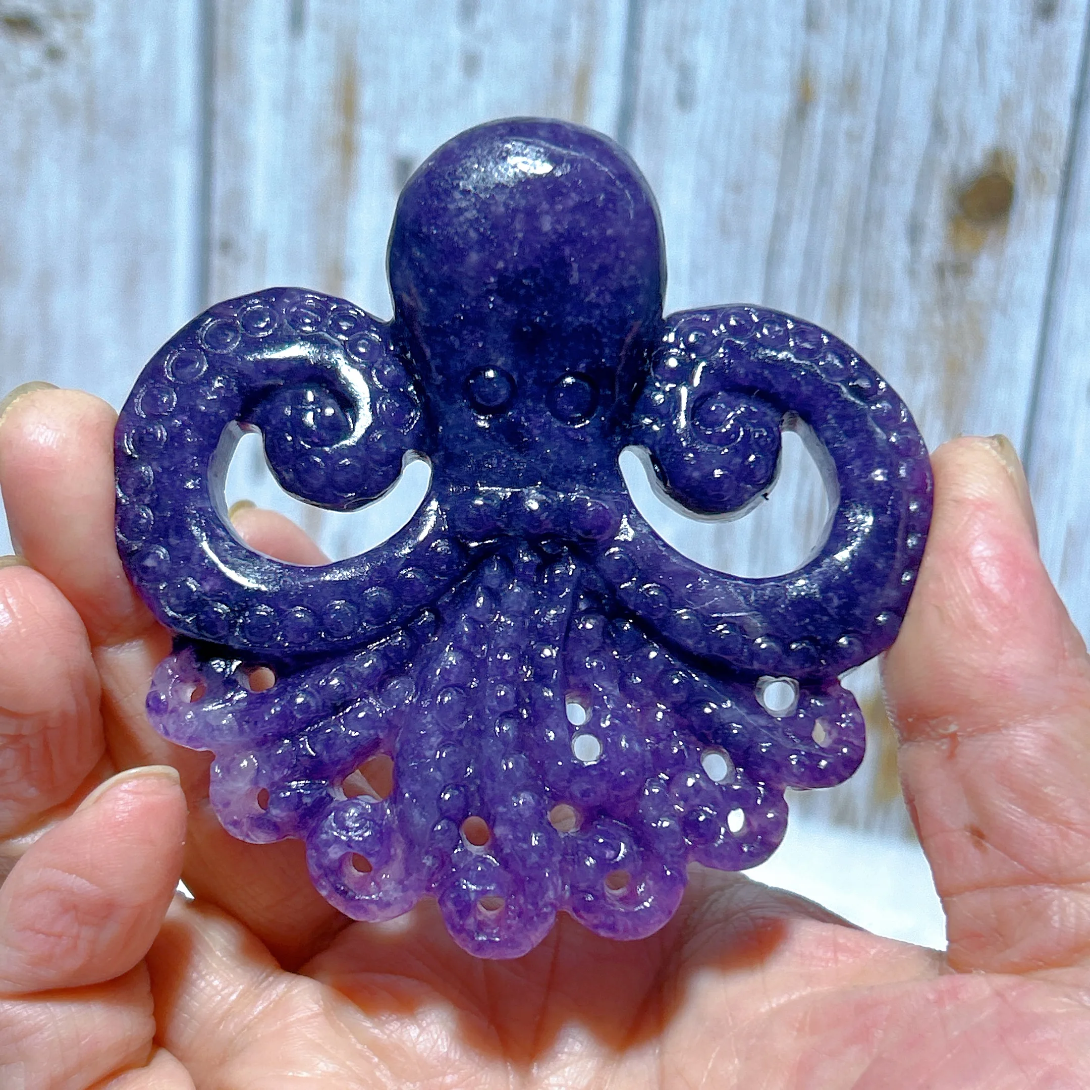 

Healing Natural Crystal Lipidolite Octopus Hand Carving Rare Gemstones Energy Mineral Reiki Home Decorations Gift Ore