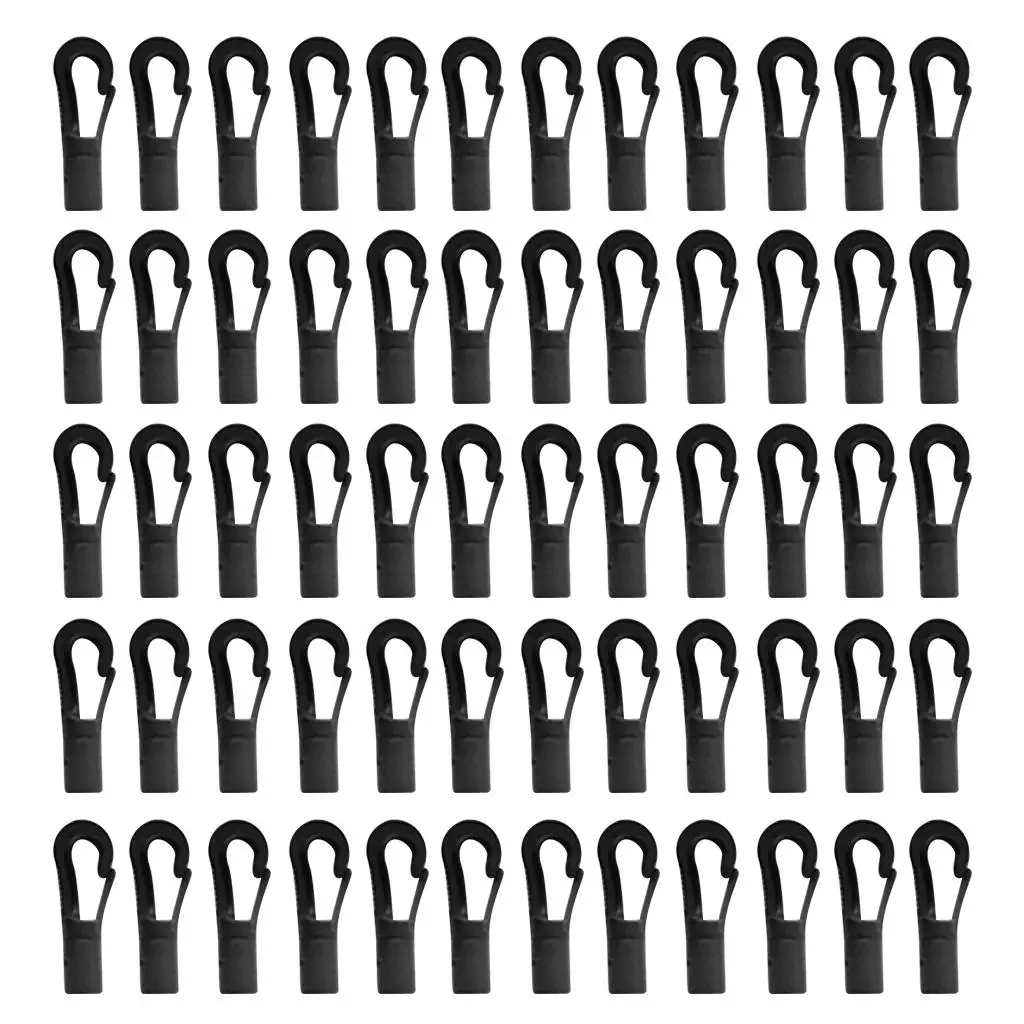 60 Pieces Plastic 5mm Elastic Cord Shock Cord Carabiner End