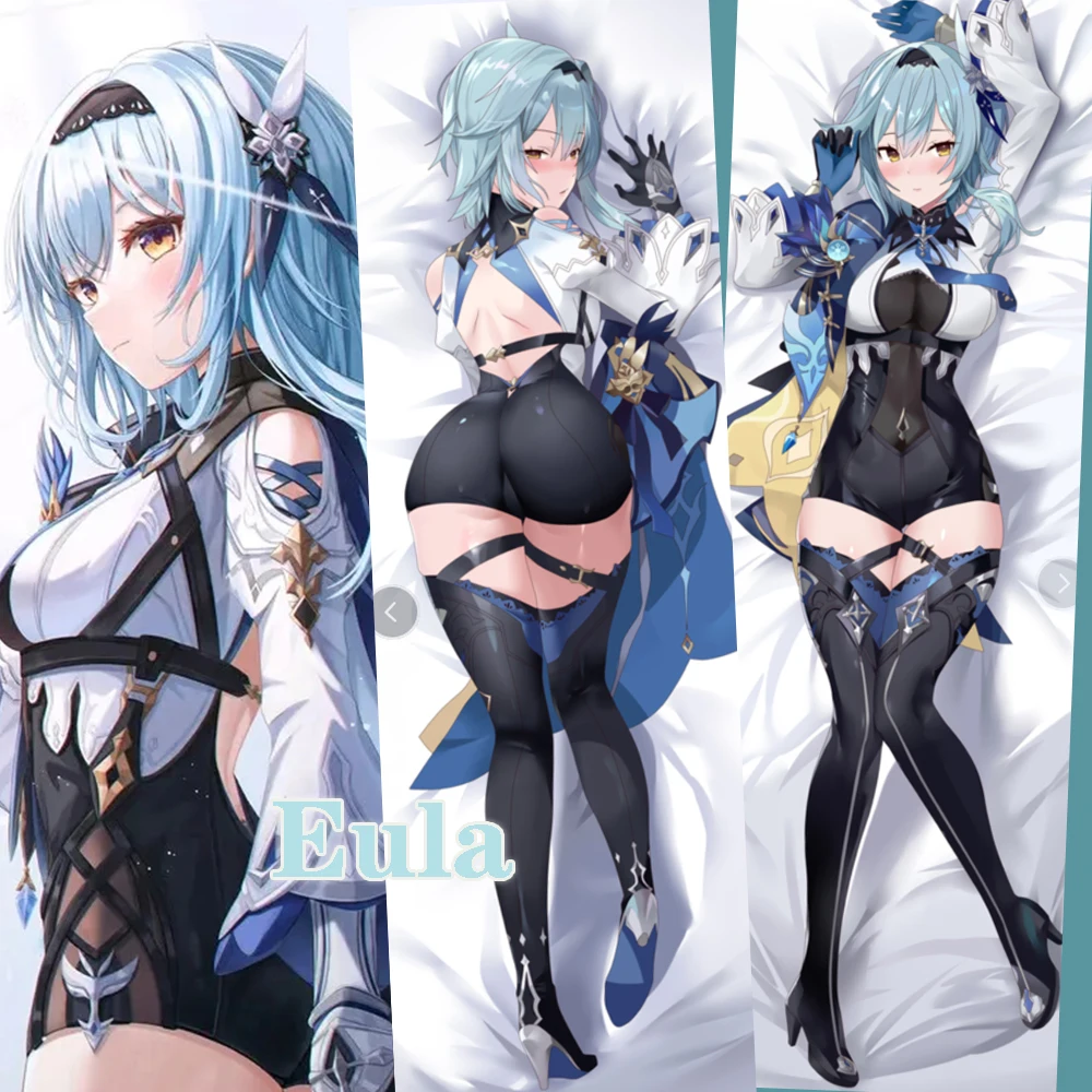 Game Genshin Impact Eula Cosplay Dakimakura Pillowcase Hugging Body Pillow Case Otaku Pillow Cushion Cover Body Prop