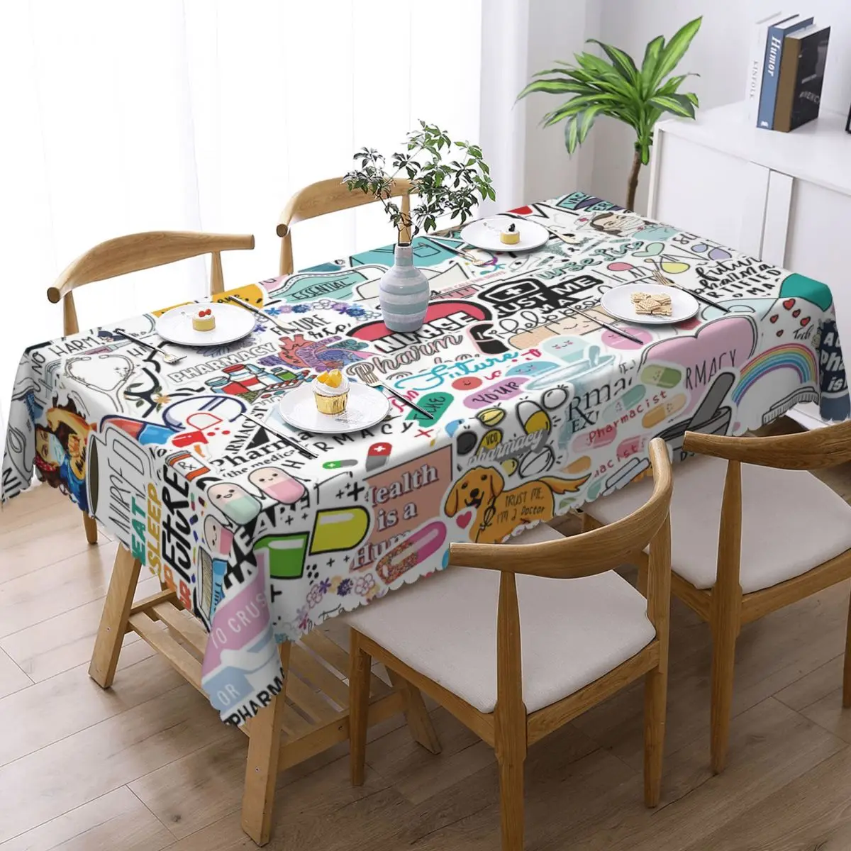 Customized Rectangular Cartoon Nursing Nurse Tablecloth Fit 40