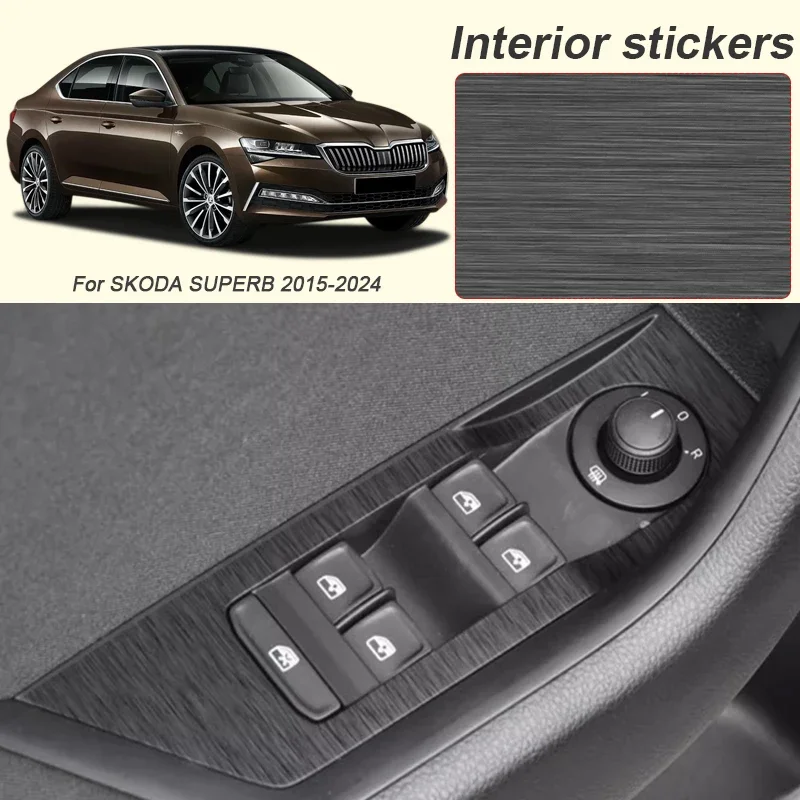 

Для SKODA SUPERB 2015-2024 автомобильная карбоновая внутренняя наклейка, авто оконная подъемная панель, наклейка, защитная пленка для двери шестерни, аксессуар