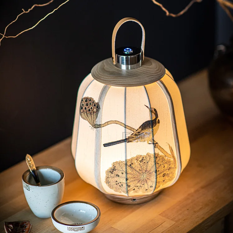 

Ваби **** Настольная лампа с ветром, прикроватная лампа для спальни, гостиной, ручная роспись, декоративное украшение, искусство, китайский дзен, ретро настольная лампа