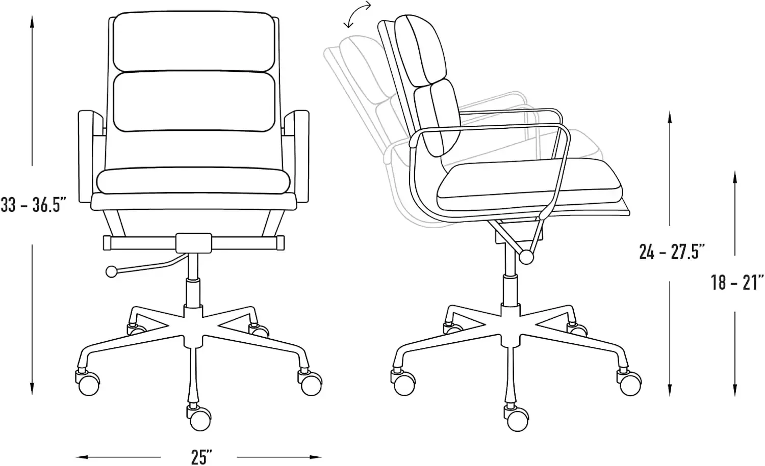 [عرض لفترة محدودة، اشترِ الآن! ]كرسي مكتب إدارة مبطن SOHO II - كرسي مكتب متوسط الظهر مع مسند للذراع، دوار ووسادة متوفرة
