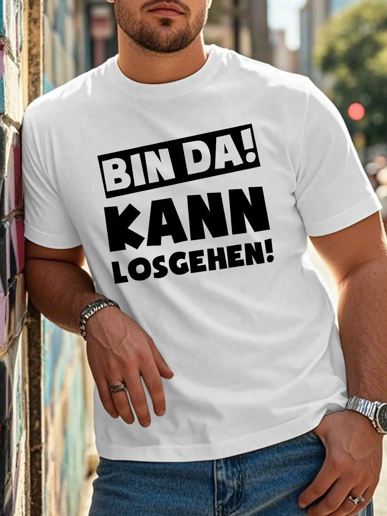 Men's Women Funny Bin Da! Kann Losgehen Meme T Shirt Tee Streetwear Oversized Summer Ironic Humor Weirdcore Novelty Loose Top
