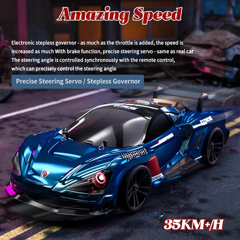 High-Tech 4WD Supercar RC Car 35KM/H Drift Racing Cars 1/16 Scale Model With LED Lighting 2.4Ghz Remote Control Toys Hobby Gifts