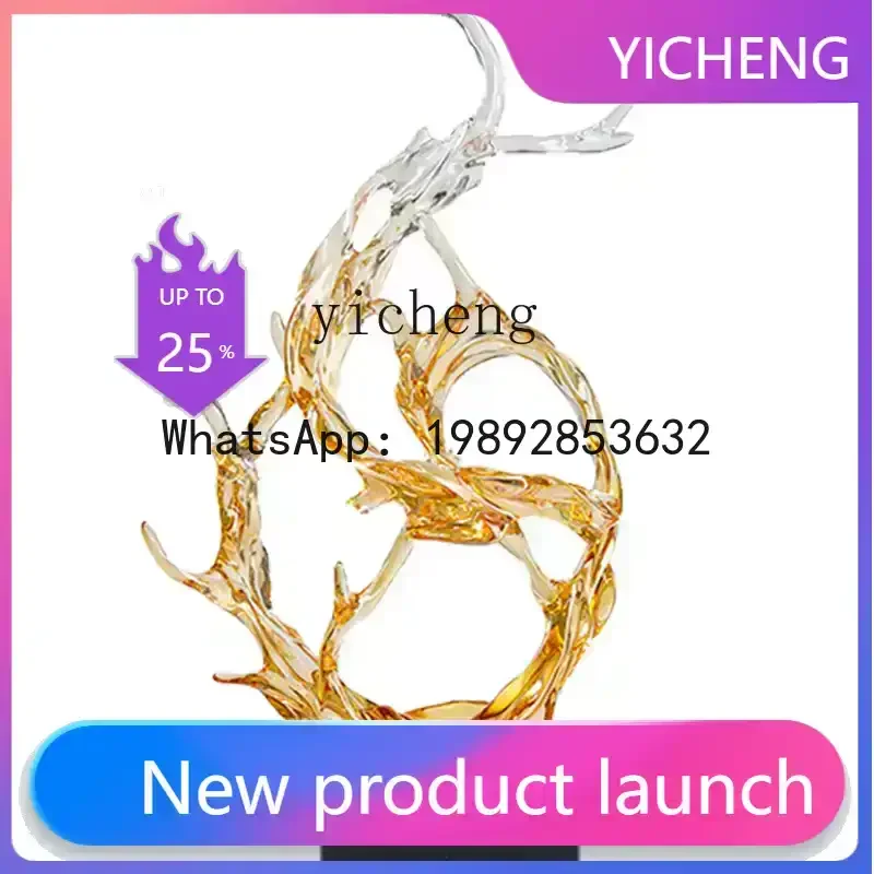 

BB . Hotel lobby floor-to-ceiling ornaments, abstract wave sculptures, living room light luxury entrance decorations