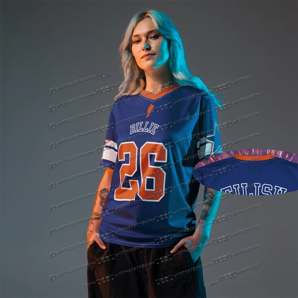 

Американская певица Bi Li, поддержка фанатов, трикотажная футболка с v-образным вырезом, удобная спортивная одежда, летний женский модный уличный топ