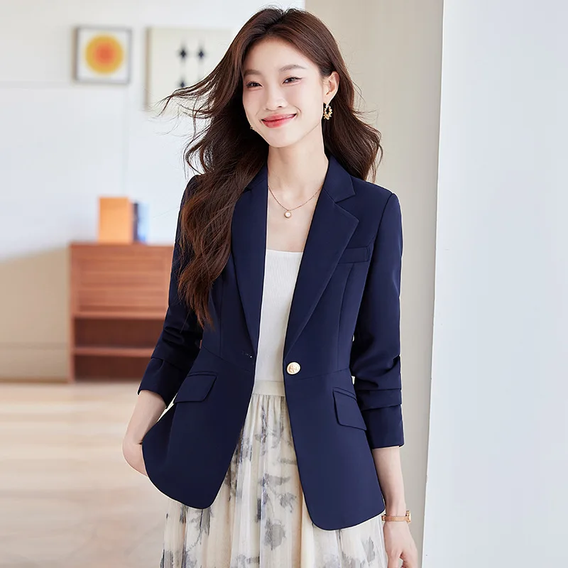 ชุดสูทแฟชั่นทันสมัยปี 2025 เสื้อเบลเซอร์ลำลองแขนยาวสำหรับผู้หญิง สไตล์มืออาชีพ แจ็คเก็ตสำหรับใส่ทำงาน รุ่น 6628