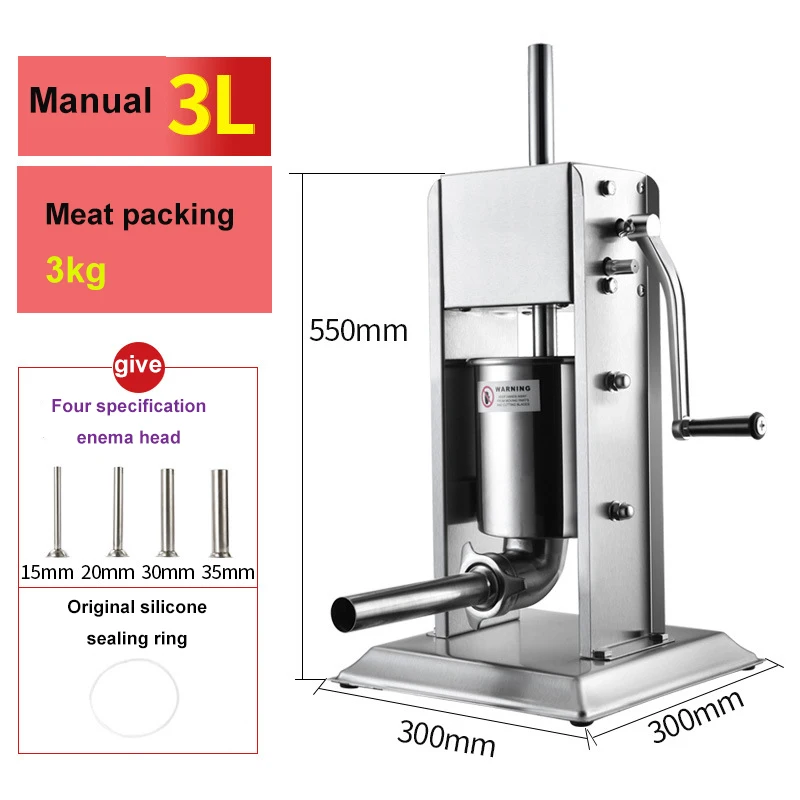 3L Sausage Stuffer Salami Filler Manual Vertical Stainless Steel Filling Production Machine For Hot Dog Bratwurst