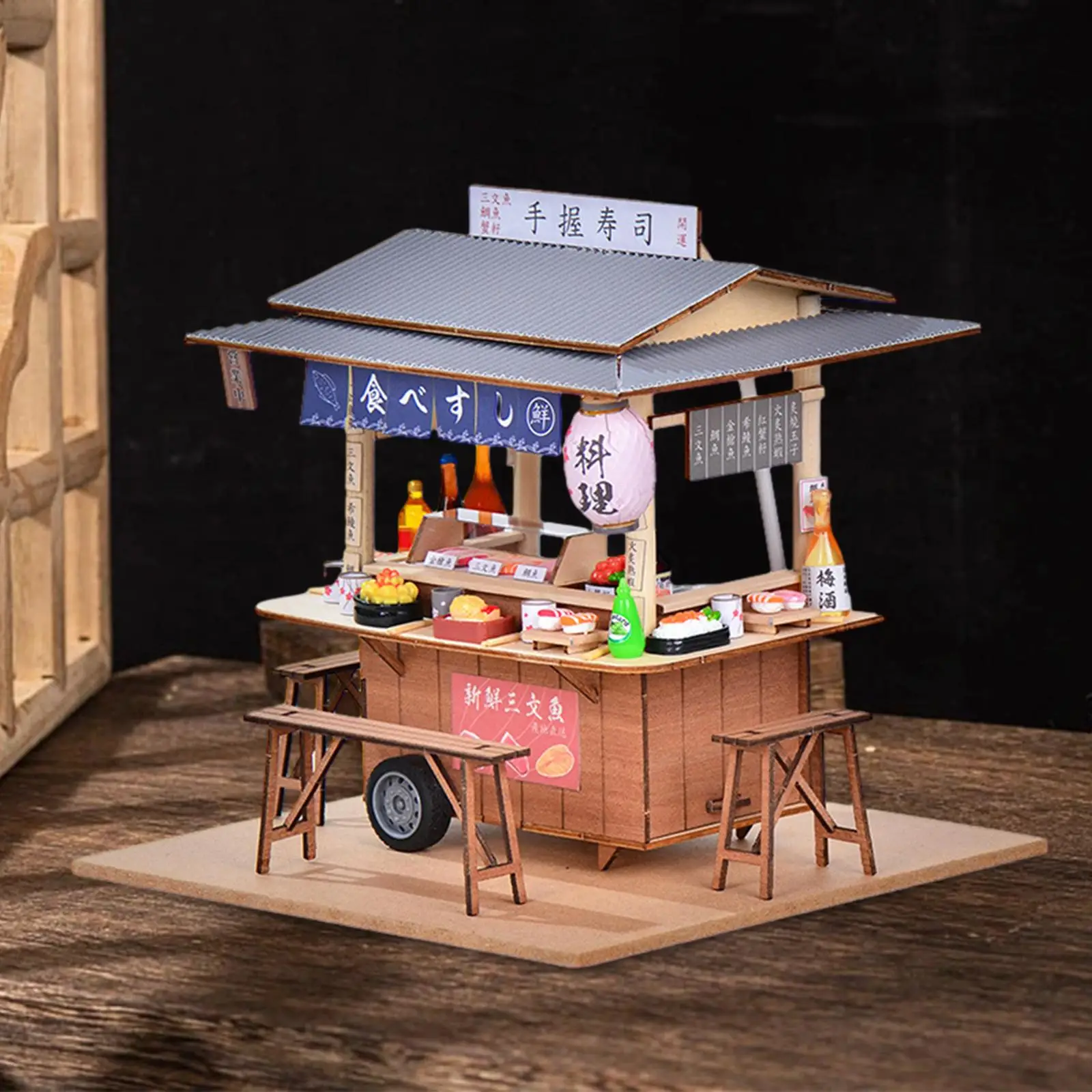 Mini Sushi Shop Modell präsentiert Diorama Landschaft Mini Modell Puppenhaus Kits DIY Miniatur Haus Kits handgemachtes Spielzeug
