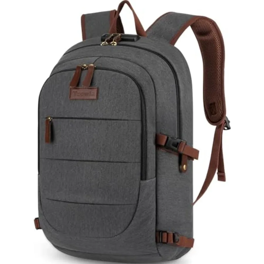 Canvas Laptop Backpack-Anti Theft Bag for Men Women, Rucksack Fits 15.6Inch Laptop, Work Travel with Lock