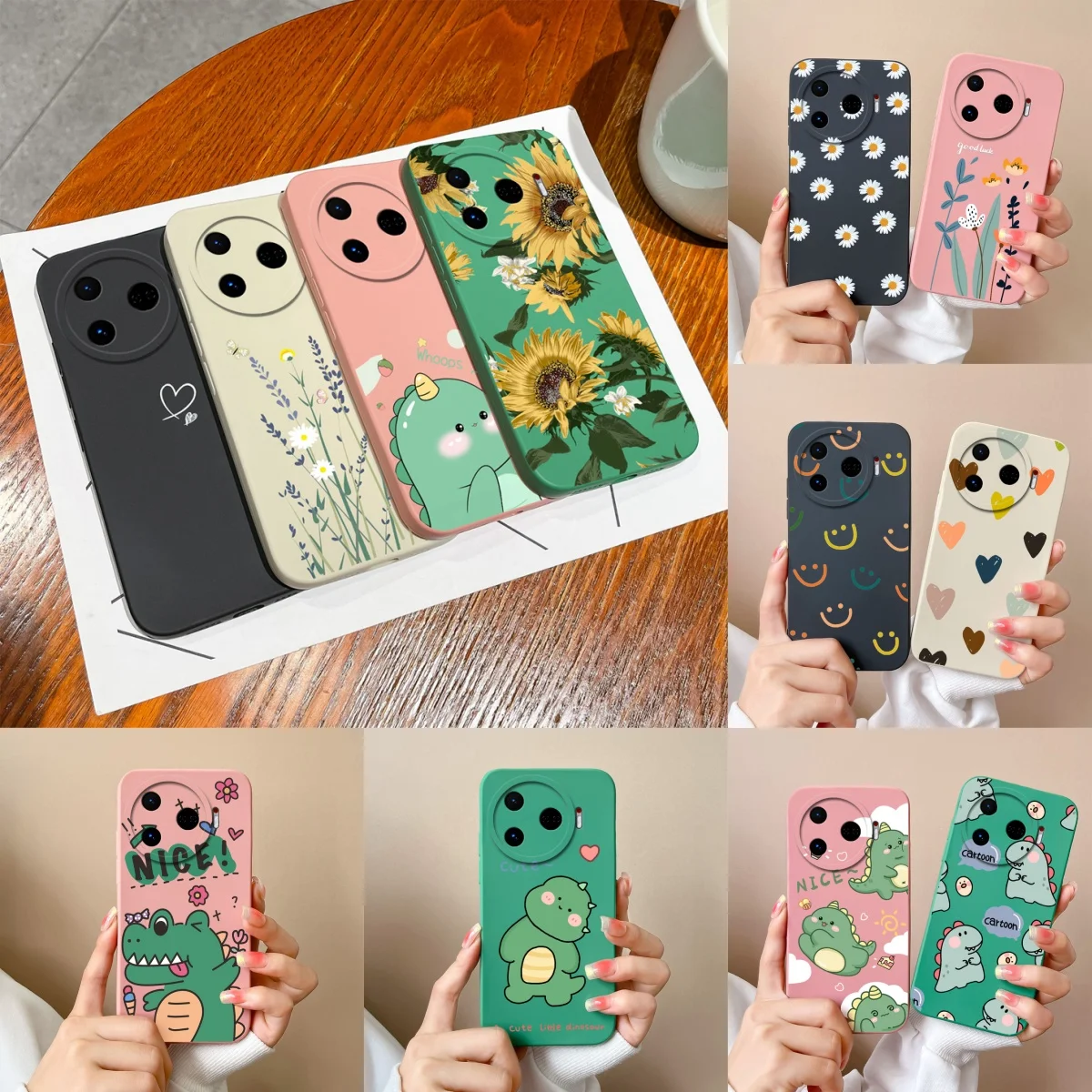 For Tecno Camon 30 Pro 5G Case Cute Cartoon Dinosaur Pattern Smooth Liquid Silicone Phone Cover For TecnoCamon30 Pro 5G Fundas