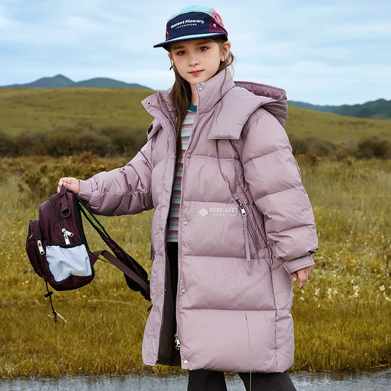 

UNITIM 2025 Winter Down Jacket For Girl Thicken Warm Children Girl White Duck Puffer Coats 6-14Y Kids Girl Long Parka Outerwear