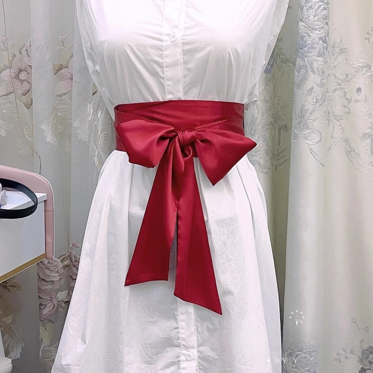 Fashion Ethnic Style Satin Ribbon Belt Adjustable Bowknot Lace Up Waistband Cloth DIY Wide Waistband Girls