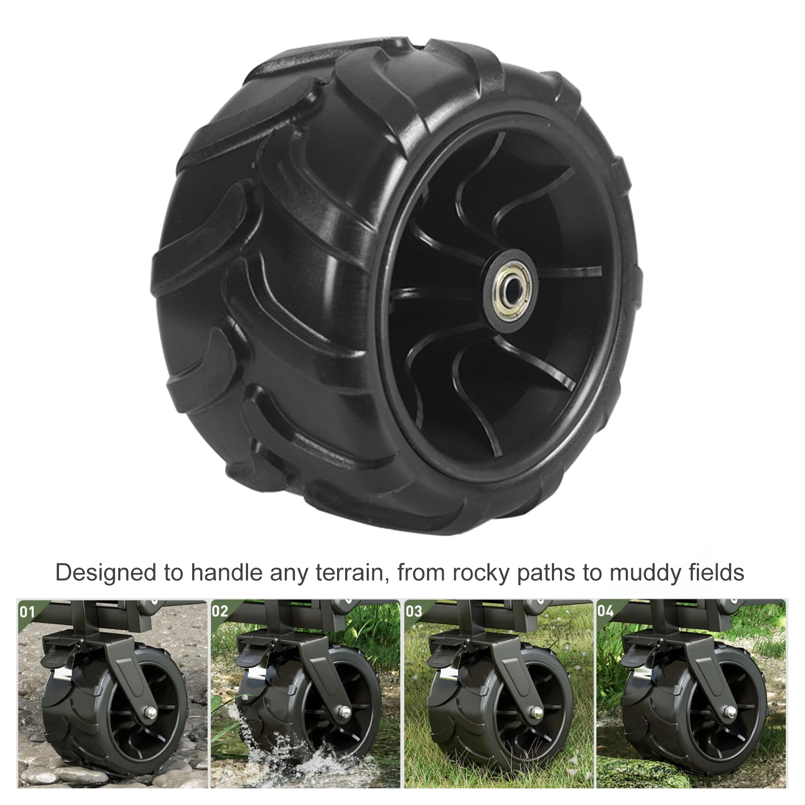 

Double Bearing Replacement Wheel Camping Material PU Outdoor Pattern 1 2 3 Sand Or Grass Black Weight 280g 10oz