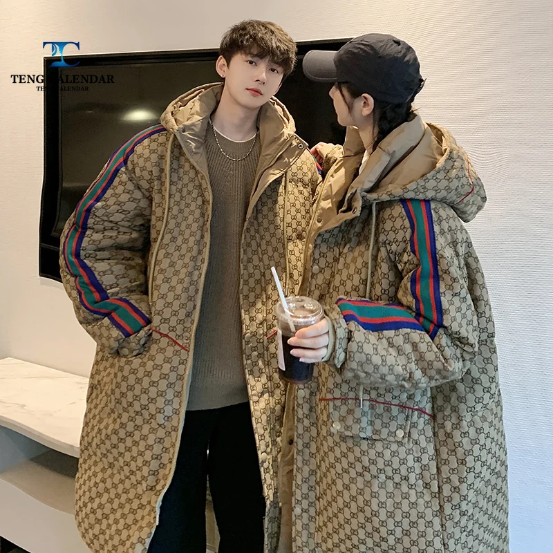 

Fashionable and Personalized Down Jacket, Loose and Thick Couple Long Style, 90% White Duck Down Hooded Jacket, Winter New 2025