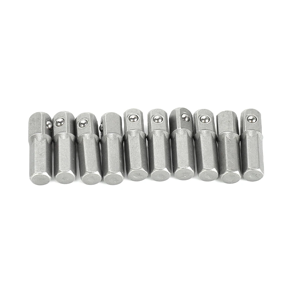 10pcs Drill Socket Adapter Converter 1/4inch Hex Shank To 1/4inch Square Drive 25mm Quick Change Drill Chuck Power Tools