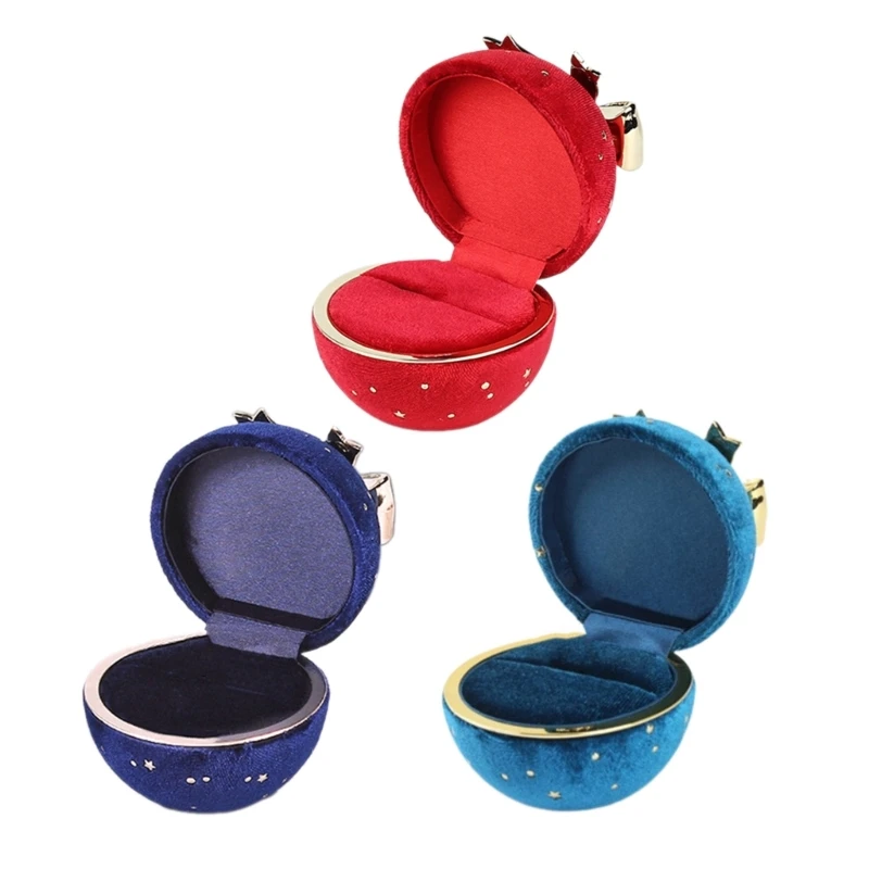 

Round Bowknot Embellished Rings Case Soft Liner Rings Jewelry Display Holder Box Dropship