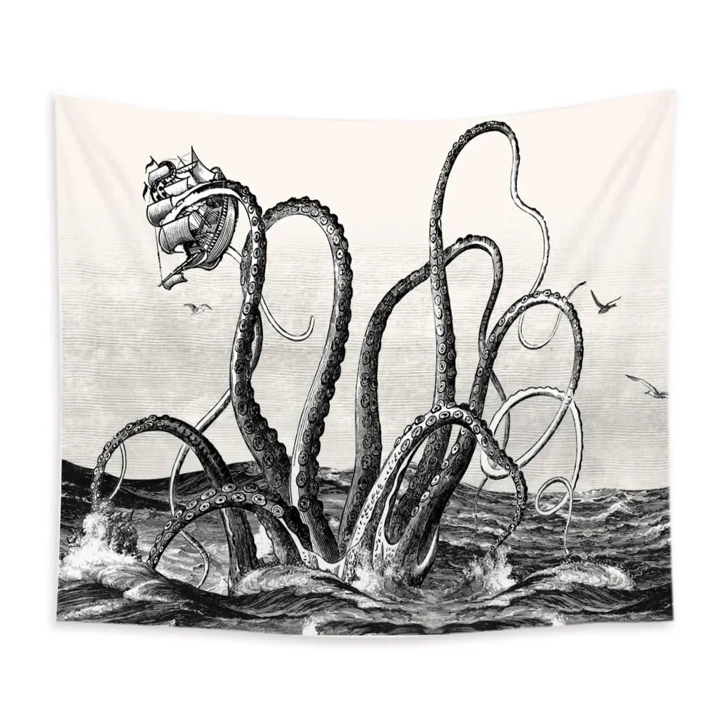 Underwater Animal Art Octopus Tentacle Tapestry Hippie Wall Hanging Boho Beihai Giant Monster Wall Covering Tapestry Art Decor