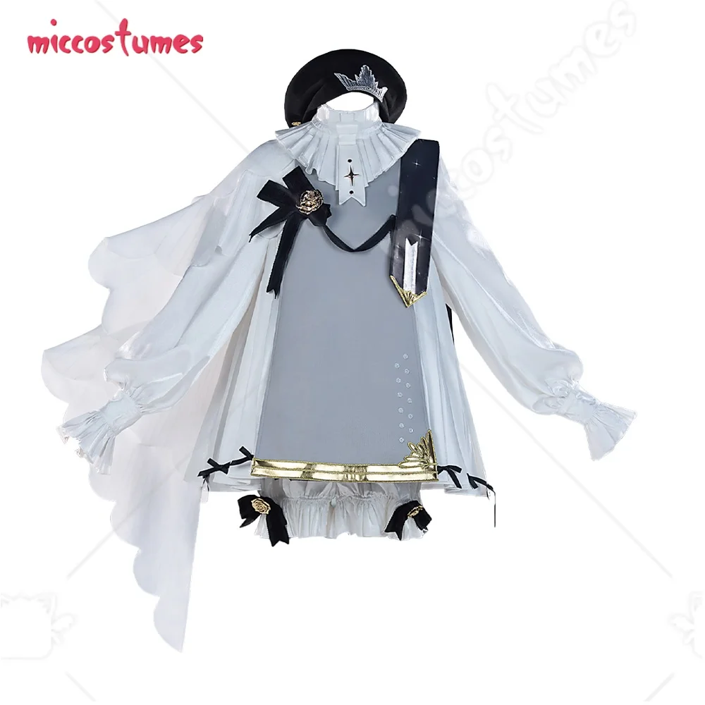 

Haikyuu Women's White Gray Cosplay Costume Elegant Top and Shorts with Hat and Neck Ribbon for Cosplay Halloween