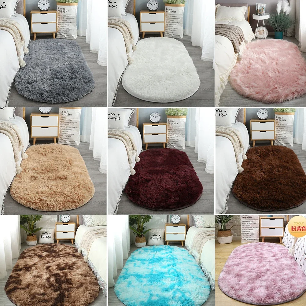 

Thicken Oval Thick Carpet for Living Room Plush Bedroom Rugs Long Pile Plush Rug Children Bed Soft Velvet Mat Home Decor 러그카펫