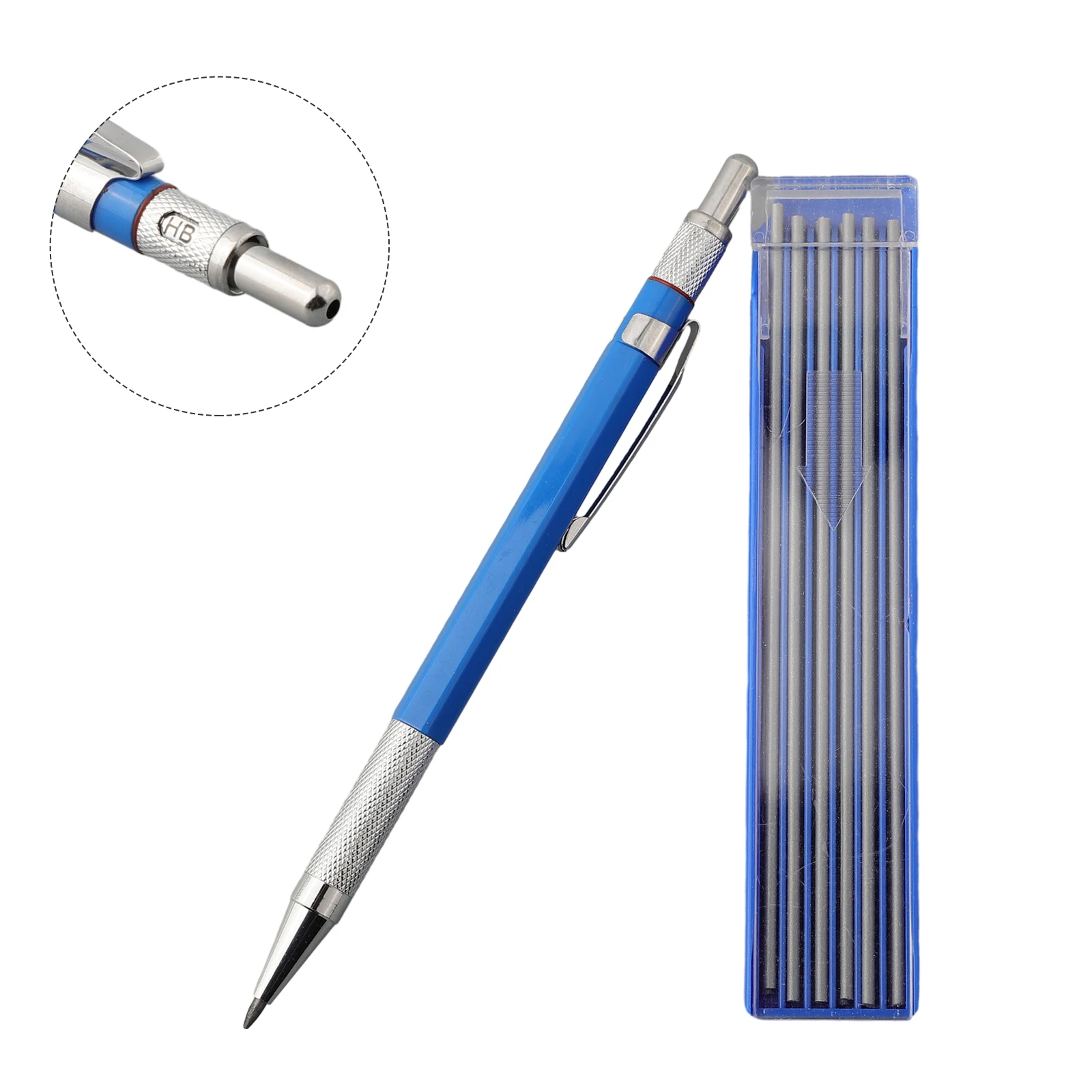 13pcs Metal Markers Pen Refills With 12 Refills Accessories Auto Tracing Pencils Blue Carpentry Pens Deep Hole