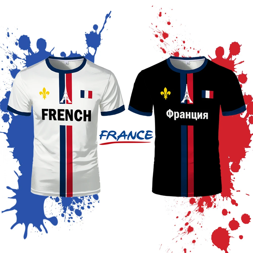 France Football Jersey Summer Sports Breathable Quick-drying Men's T-shirt French Map Flag Kid's Short-sleeved O Neck Tees Gift