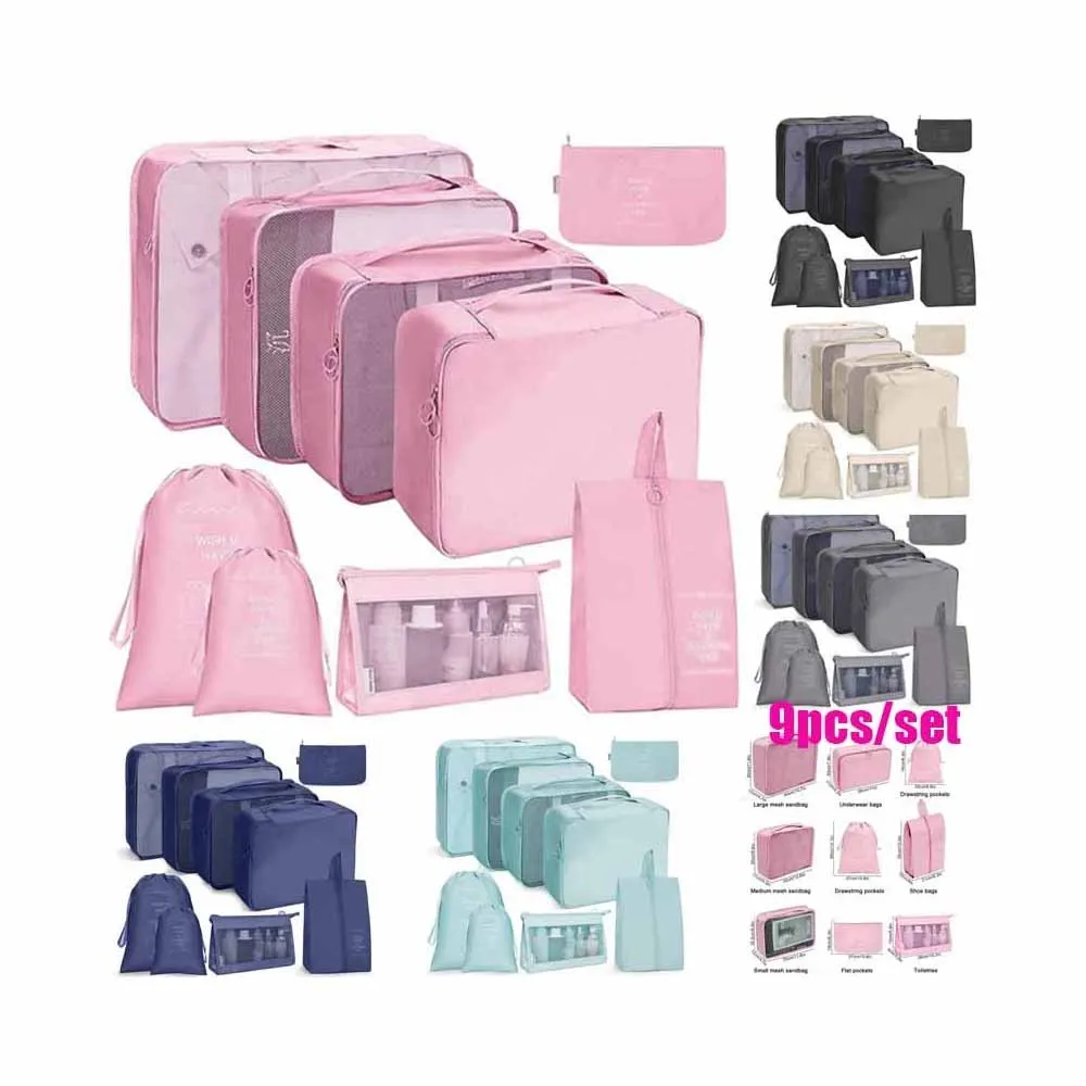 

9PCS/Set Organizer Bags For Travel Organizer Bags Accessories Luggage Suitcase Organizer Waterproof Wash Bag Clothes Storage