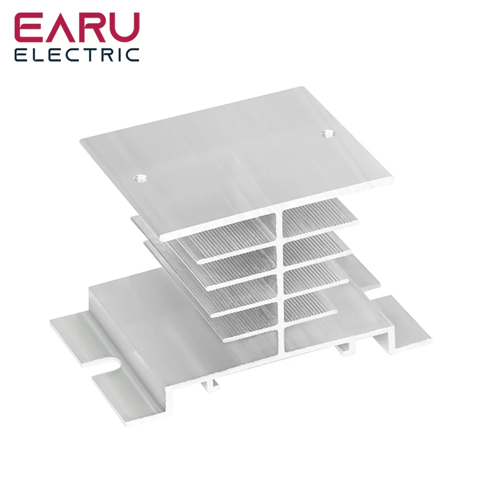 1Pcs 10A-40A New Relay Fins Single Phase Solid State Relay SSR Aluminum Heat Sink Dissipation Radiator Newes Din Rail Mount
