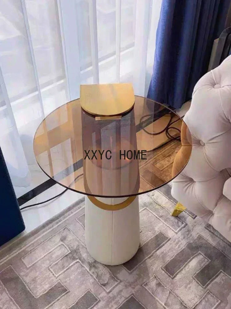 

Приставной столик TAO в стиле постмодерн, из закаленного стекла, для гостиной, круглый, для чая