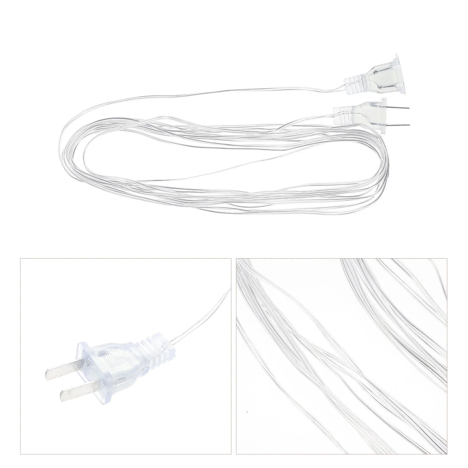 2 Pcs Extension Cable of Strip Lights Cord For Christmas Original Curtain Lamp Pvc Clear Indoor