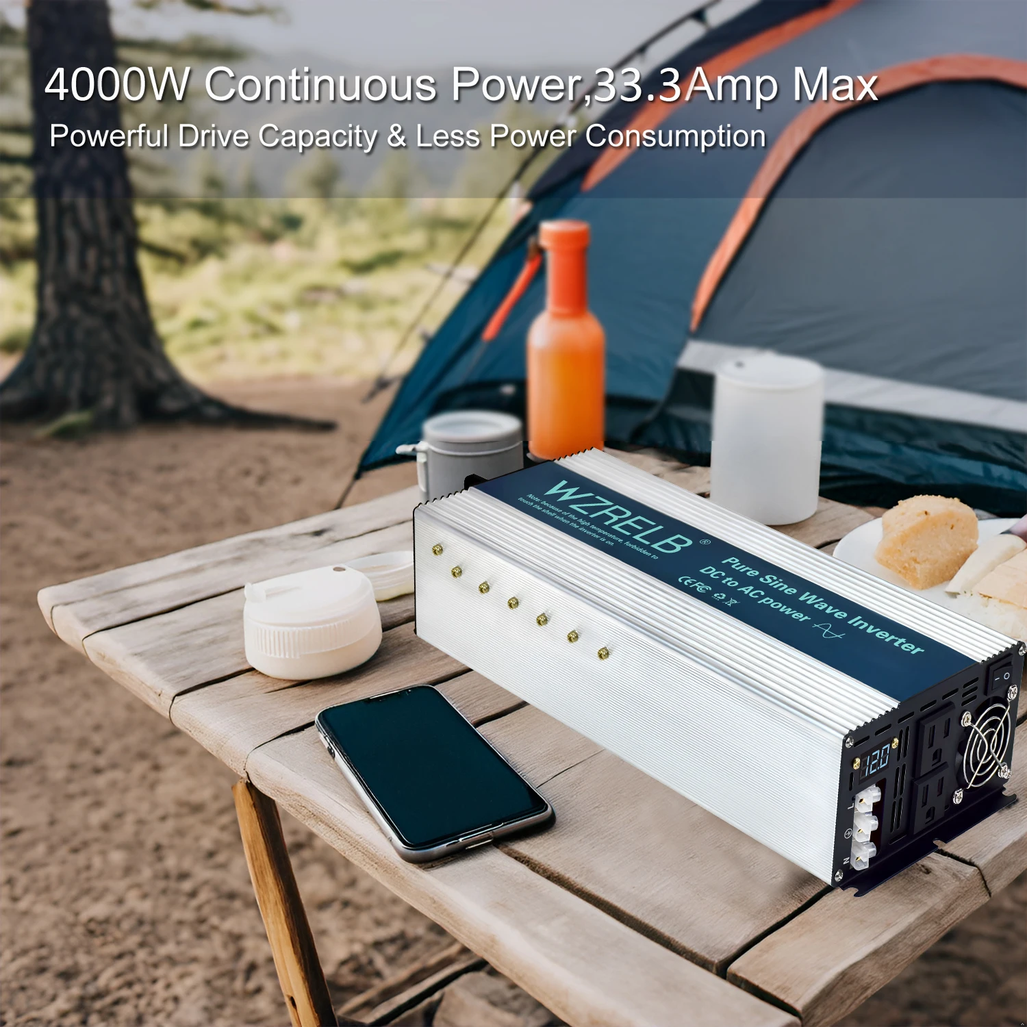 4000W DC to AC Solar Power Inverter Pure Sine Wave Converter Battery 12V/24V/36V/48V/60V/72V/96 to 100V/110V/120V/220V/230V/240V