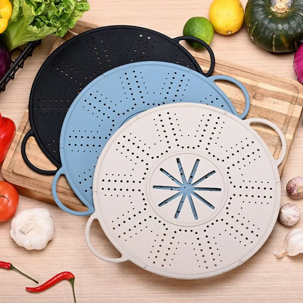 

Anti-scald Handles Silicone Steamer Pad Draining Hangable Spill-proof Pot Lid Reusable Heat Resistant Steamer Insert Tray