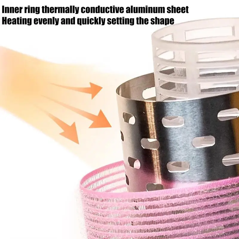 

8Pcs Bangs Styling Roller Set Aluminium Silver Core Self Grip Hair Curlers for DIY Volume Easy Hairdressing