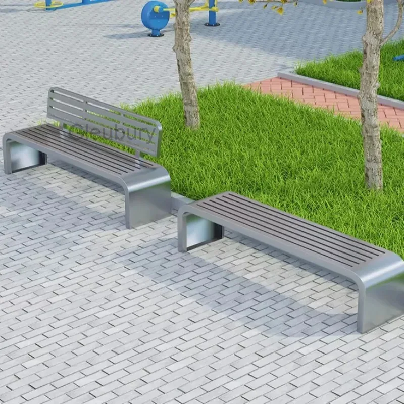 New Outdoor Stainless Steel Bench Heavy Duty Weather Resistant Seating Furniture for Park Garden Patio Public Area